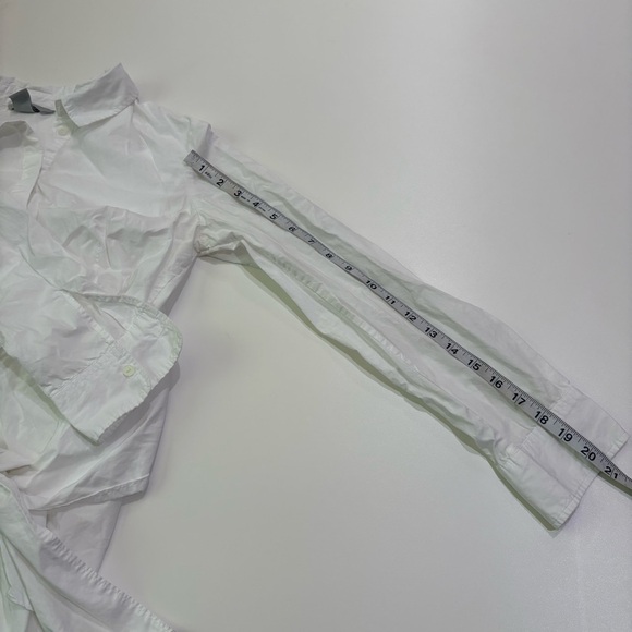 H&M White Button Down Shirt with Tie belt - Picture 2 of 10